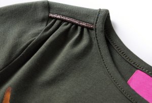 vidaXL Koszulka dziecięca z długimi rękawami, z kotem, khaki, 104 4