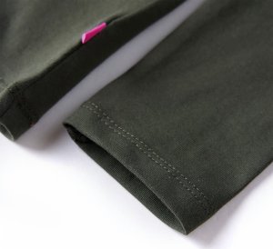 vidaXL Koszulka dziecięca z długimi rękawami, z kotem, khaki, 104 6