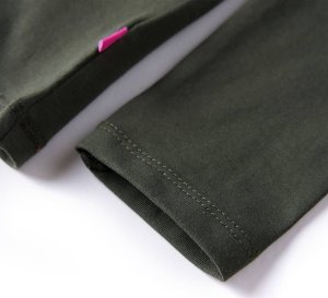 vidaXL Koszulka dziecięca z długimi rękawami, z kotem, khaki, 116 6