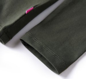 vidaXL Koszulka dziecięca z długimi rękawami, z kotem, khaki, 128 6