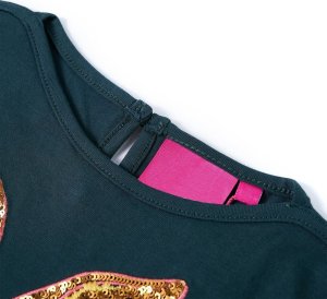 vidaXL Koszulka dziecięca z długimi rękawami, z królikiem, ciemna zieleń, 104 3