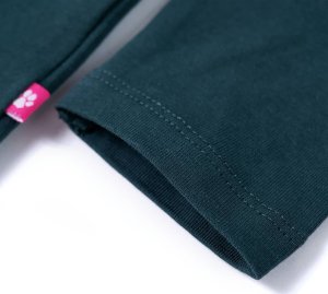 vidaXL Koszulka dziecięca z długimi rękawami, z królikiem, ciemna zieleń, 104 5