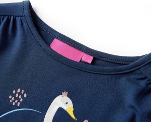 vidaXL Koszulka dziecięca z długimi rękawami, z łabędziem, granatowa, 140 3