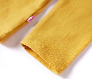 vidaXL Koszulka dziecięca z długimi rękawami, z ptaszkiem, ciemna ochra, 104 5