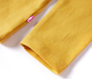 vidaXL Koszulka dziecięca z długimi rękawami, z ptaszkiem, ciemna ochra, 116 5