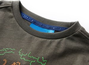 vidaXL Koszulka dziecięca z długimi rękawami, z terenówką, khaki, 92 3