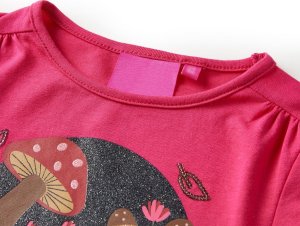 vidaXL Koszulka dziecięca z długimi rękawami, z wiewiórką, jaskrawy róż, 116 3