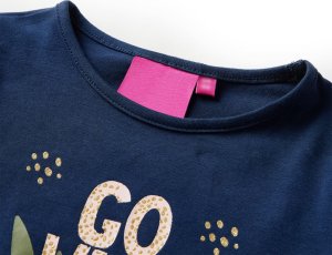 vidaXL Koszulka dziecięca z długimi rękawami, zwierzęcy nadruk, granat, 140 3