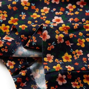 vidaXL Koszulka dziecięca ze stójką kwiatowy nadruk, granatowa, 104 6