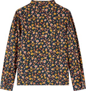 vidaXL Koszulka dziecięca ze stójką kwiatowy nadruk, granatowa, 116 2