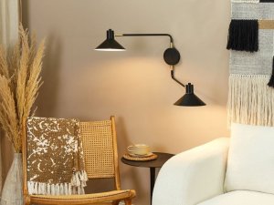 Kinkiet Beliani Lampa ścienna metalowa 2-punktowa czarna KADASSA 2