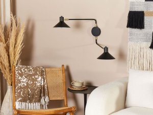 Kinkiet Beliani Lampa ścienna metalowa 2-punktowa czarna KADASSA 3
