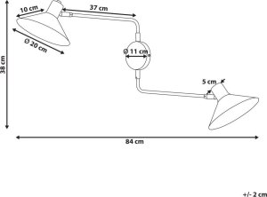 Kinkiet Beliani Lampa ścienna metalowa 2-punktowa czarna KADASSA 10