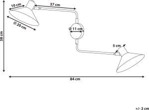 Kinkiet Beliani Lampa ścienna metalowa 2-punktowa złota KADASSA 9