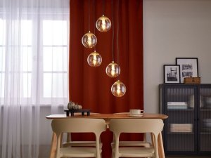 Lampa wisząca Beliani Lampa wisząca szklana 5-punktowa złota NOEL 2