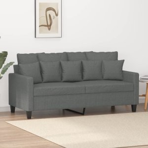 vidaXL Sofa 2-osobowa, ciemnoszara, 140 cm, tapicerowana tkaniną Lumarko! 1