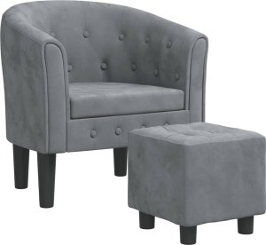 vidaXL Fotel klubowy z podnóżkiem, ciemnoszary, obity aksamitem 2