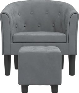 vidaXL Fotel klubowy z podnóżkiem, ciemnoszary, obity aksamitem 3