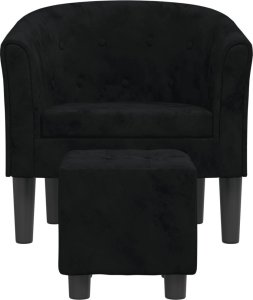 vidaXL Fotel klubowy z podnóżkiem, czarny, obity aksamitem 3