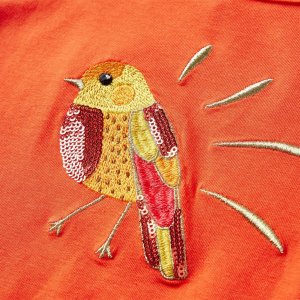 vidaXL Koszulka dziecięca z długimi rękawami, ptak, ciemnopomarańczowa, 104 5