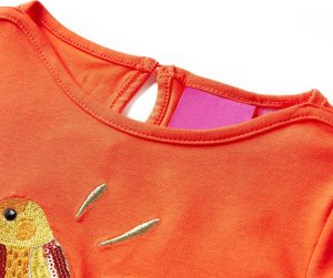 vidaXL Koszulka dziecięca z długimi rękawami, ptak, ciemnopomarańczowa, 116 3