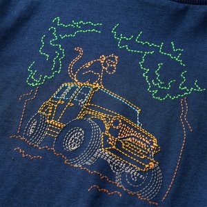 vidaXL Koszulka dziecięca z długimi rękawami, terenówka, granatowa, 128 4