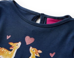 vidaXL Koszulka dziecięca z długimi rękawami, w jelonki, granatowa, 92 3