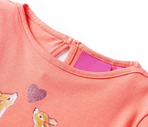 vidaXL Koszulka dziecięca z długimi rękawami, w jelonki, koralowa, 116 3