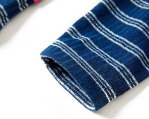 vidaXL Koszulka dziecięca z długimi rękawami, w paski, granatowa, 140 5