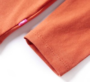 vidaXL Koszulka dziecięca z długimi rękawami, z kotem, palony pomarańcz, 116 5