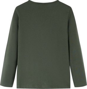 vidaXL Koszulka dziecięca z długimi rękawami, z kotem, khaki, 92 2