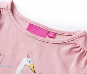 vidaXL Koszulka dziecięca z długimi rękawami, z łabędziem, jasny róż, 104 3