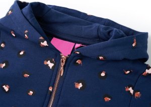 vidaXL Bluza dziecięca z kapturem, w kropki, granatowa, 104 3