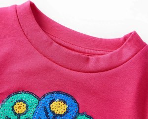 vidaXL Bluza dziecięca z cekinowym pawiem, jaskrawy róż, 116 3