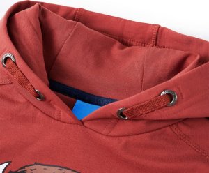 vidaXL Bluza dziecięca z kapturem, nadruk wołu, palona czerwień, 104 3