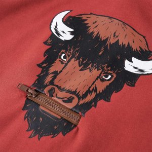 vidaXL Bluza dziecięca z kapturem, nadruk wołu, palona czerwień, 128 4