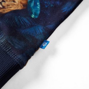 vidaXL Bluza dziecięca, nadruk w lwy i rośliny, granatowa, 116 4