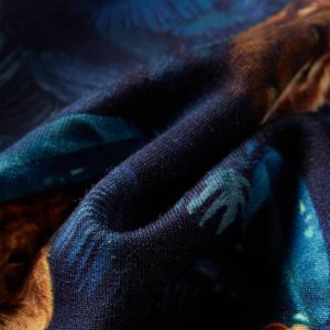 vidaXL Bluza dziecięca, nadruk w lwy i rośliny, granatowa, 116 7