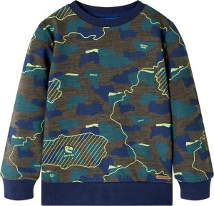 vidaXL Bluza dziecięca z nadrukiem płyt tektonicznych, ciemne khaki melanż 92 Lumarko! Lumarko! 1