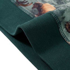 vidaXL Bluza dziecięca, nadruk z bizonami i orłami, ciemnozielona, 92 6