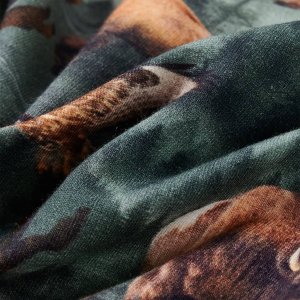 vidaXL Bluza dziecięca, nadruk z bizonami i orłami, ciemnozielona, 92 7