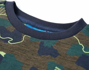 vidaXL Bluza dziecięca z nadrukiem płyt, ciemne khaki melanż, 128 3