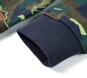 vidaXL Bluza dziecięca z nadrukiem płyt, ciemne khaki melanż, 128 5