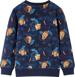 vidaXL Bluza dziecięca, nadruk w lwy i rośliny, granatowa, 92 2