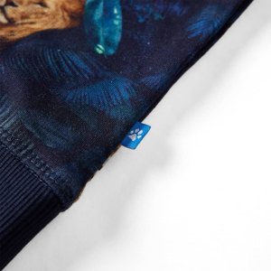 vidaXL Bluza dziecięca, nadruk w lwy i rośliny, granatowa, 92 4