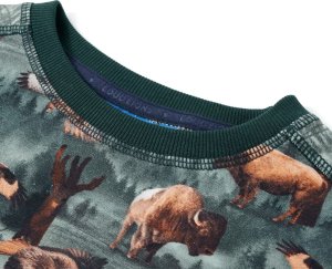 vidaXL Bluza dziecięca, nadruk z bizonami i orłami, ciemnozielona, 104 3