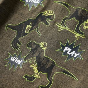 vidaXL Koszulka dziecięca z długimi rękawami dinozaur ciemny melanż khaki 128 4