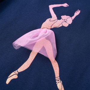 vidaXL Koszulka dziecięca z długimi rękawami, baletnica, granatowa, 92 5