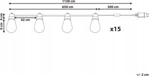 Beliani Girlanda świetlna ogrodowa kolorowa 15 x G40 Smart LED 11.5 m IP 44 ITILLEQ 6