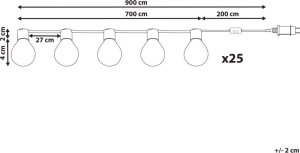 Beliani Girlanda świetlna ogrodowa kolorowa 25 x G40 Smart LED 9 m IP 44 ISORTOQ 6
